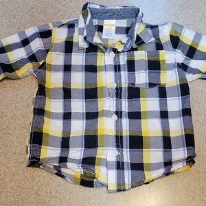 Gymboree Yellow and Black Plaid Button Down Shirt Size 18-24 Months
